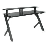 OSP Home Furnishings ARE25-BLK Area51 Battlestation Gaming Desk with Matte Black Legs